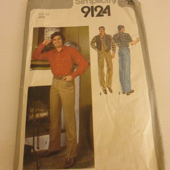 Vntg Men Shirt Vest Pants 9124 Simplicty pattern - Picture 1 of 2